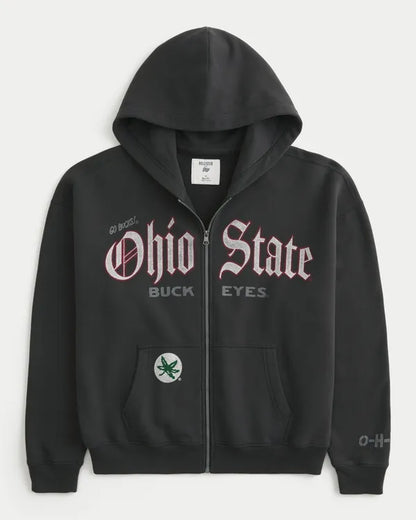 Boxy Zip-Up The Ohio State University Buckeyes Graphic Hoodie