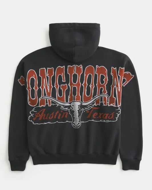 Boxy Zip-Up University of Texas at Austin Longhorns Graphic Hoodie