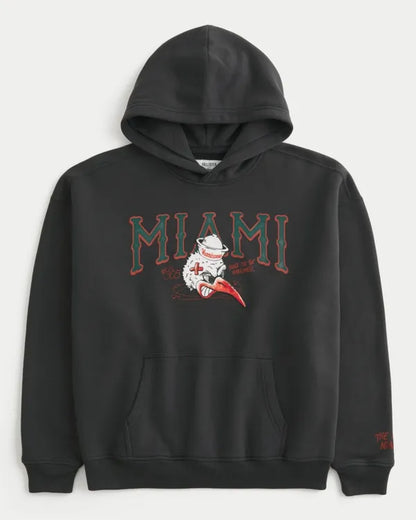 Boxy University of Miami Hurricanes Graphic Hoodie