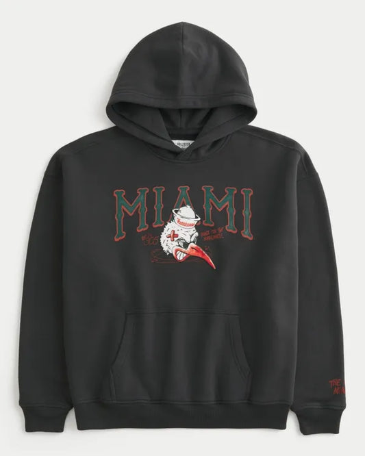 Boxy University of Miami Hurricanes Graphic Hoodie