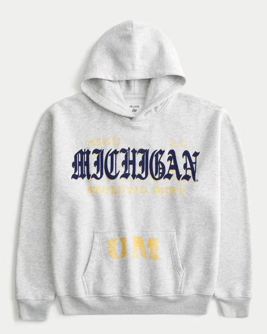 Boxy University of Michigan Wolverines Graphic Hoodie