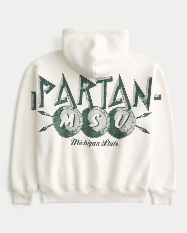 Boxy Michigan State University Spartans Graphic Hoodie