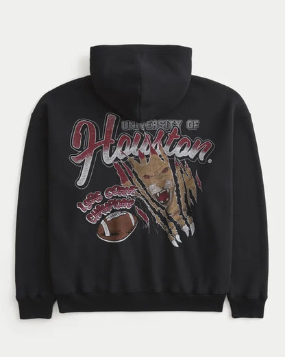 Boxy Zip-Up University of Houston Cougars Graphic Hoodie