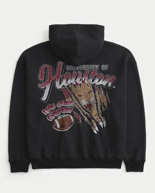Boxy Zip-Up University of Houston Cougars Graphic Hoodie