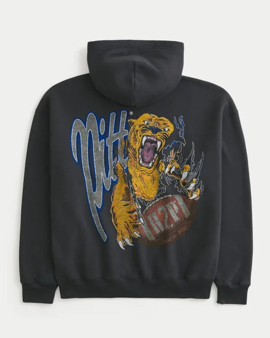 Boxy Zip-Up University of Pittsburgh Panthers Graphic Hoodie