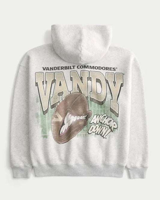 Boxy Zip-Up Vanderbilt University Commodores Graphic Hoodie