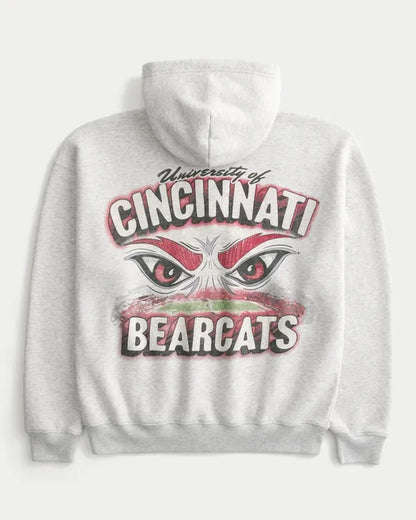Boxy Zip-Up University of Cincinnati Bearcats Graphic Hoodie