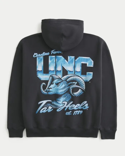 Boxy Zip-Up University of North Carolina Tar Heels Graphic Hoodie