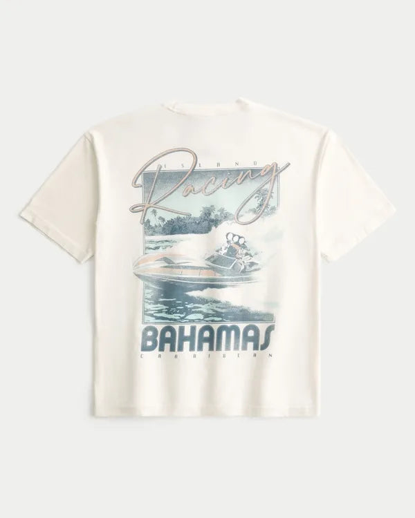 Boxy Cotton Bahamas Racing Graphic Tee