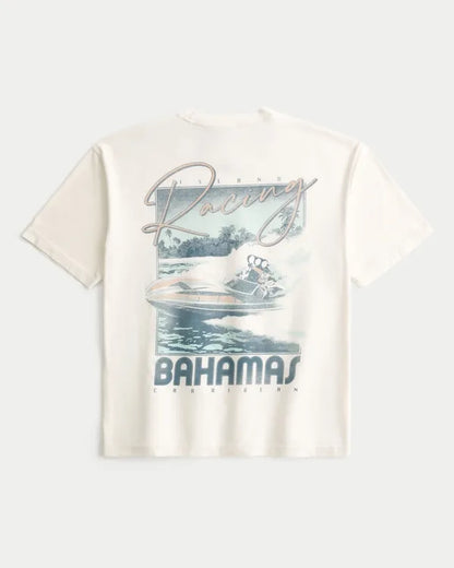Boxy Cotton Bahamas Racing Graphic Tee