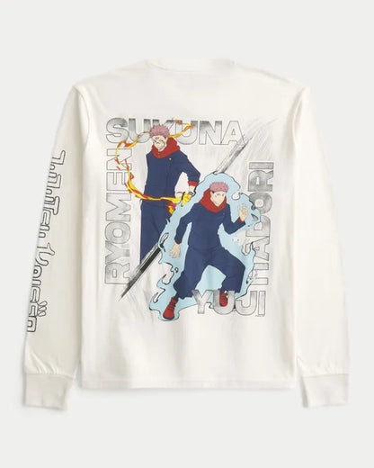 Relaxed Long-Sleeve Jujutsu Kaisen Graphic Tee