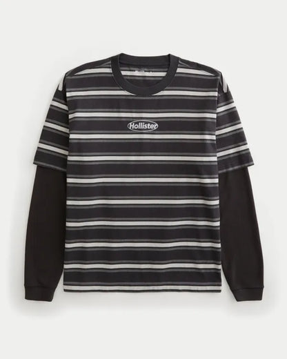 Boxy Layered 2-in-1 Microthermal Crew T-Shirt