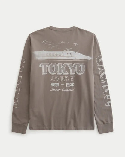 Relaxed Cotton Long-Sleeve Tokyo Graphic Tee