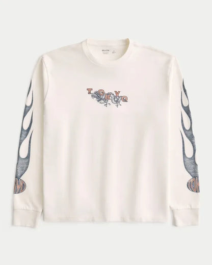 Relaxed Long-Sleeve Tokyo Graphic Tee