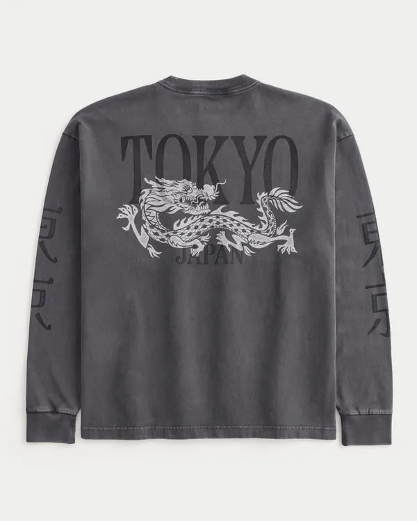 Boxy Heavyweight Long-Sleeve Tokyo Graphic Tee