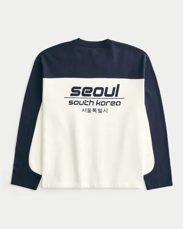 Boxy Heavyweight Long-Sleeve Seoul Graphic Tee