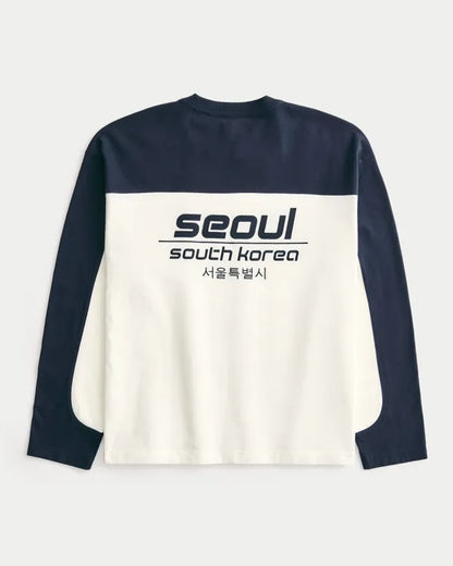 Boxy Heavyweight Long-Sleeve Seoul Graphic Tee