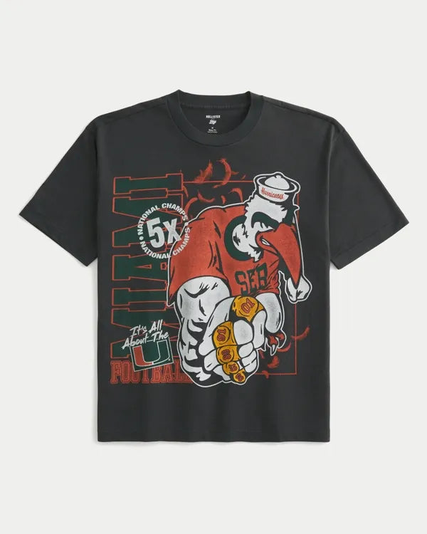 Boxy University of Miami Hurricanes Graphic Tee