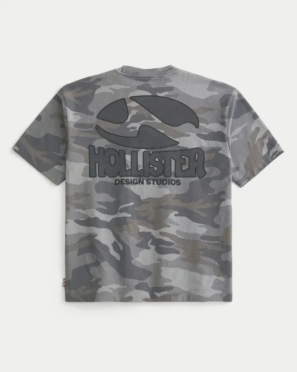 Boxy Heavyweight Camo Logo Graphic Tee