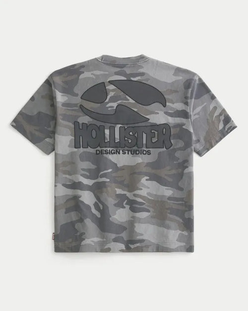 Boxy Heavyweight Camo Logo Graphic Tee
