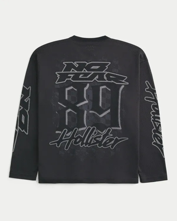Long-Sleeve No Fear x Hollister Graphic Football Jersey