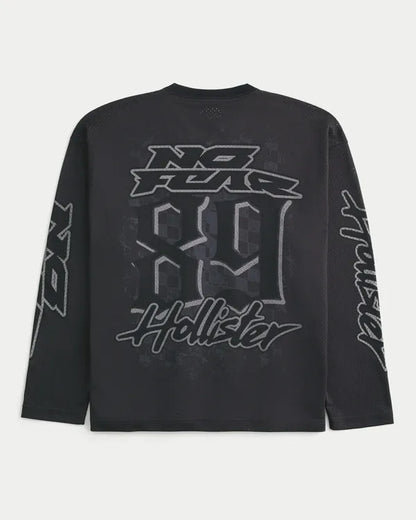 Long-Sleeve No Fear x Hollister Graphic Football Jersey