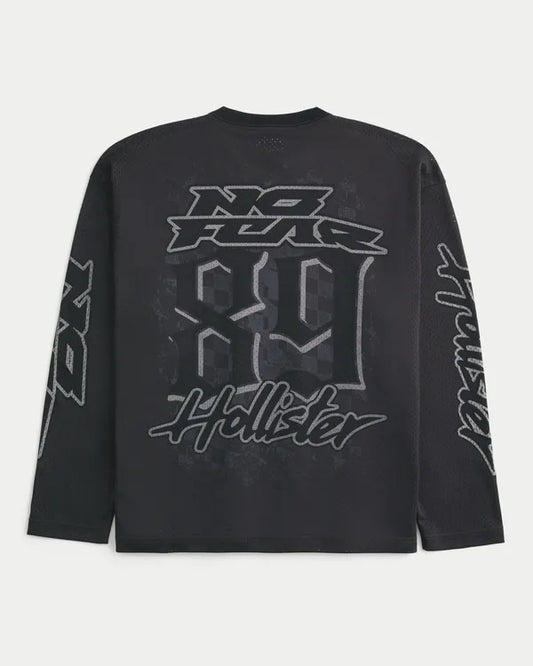 Long-Sleeve No Fear x Hollister Graphic Football Jersey