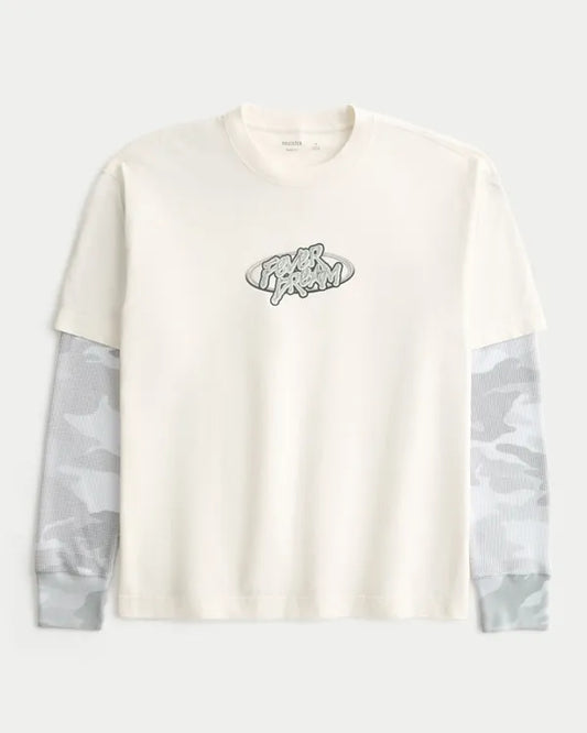 Boxy Fever Dream Graphic Layered 2-in-1 T-Shirt