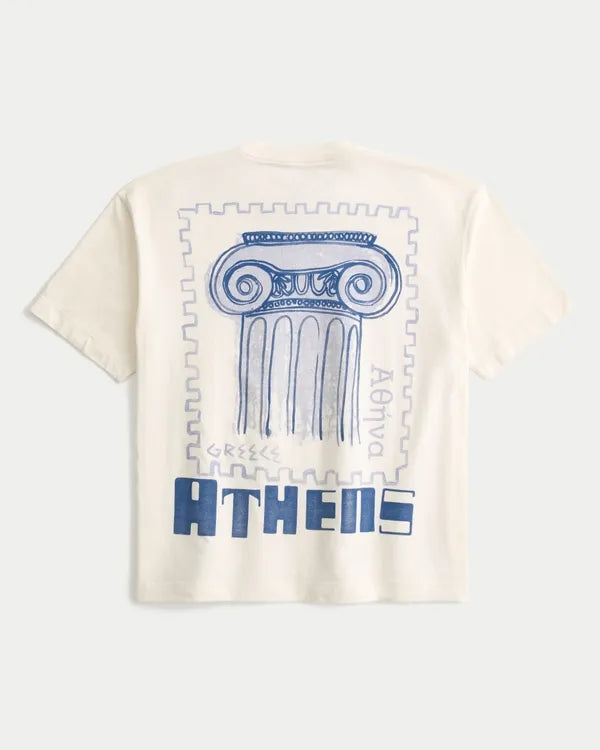 Boxy Heavyweight Athens Greece Graphic Tee