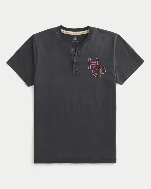 Short-Sleeve Logo Graphic Henley