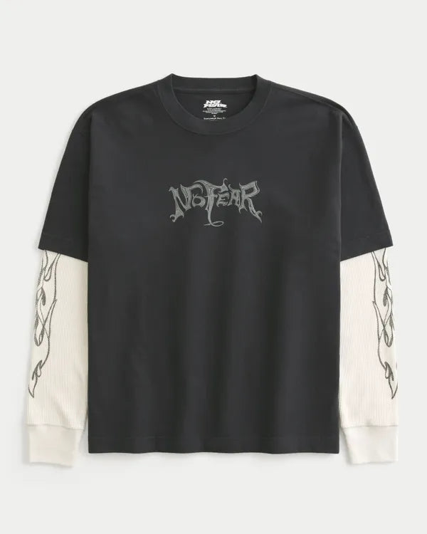 Boxy Heavyweight Layered 2-in-1 No Fear Graphic Tee