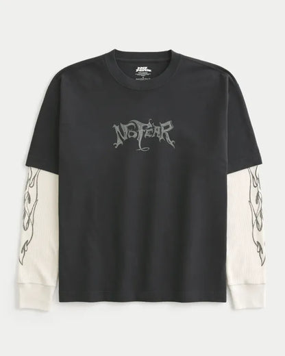 Boxy Heavyweight Layered 2-in-1 No Fear Graphic Tee