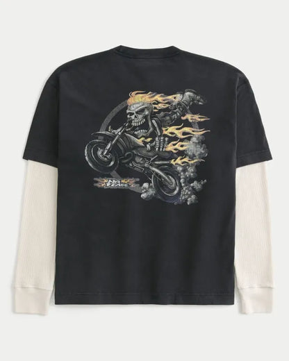 Boxy Heavyweight Layered 2-in-1 No Fear Graphic Tee