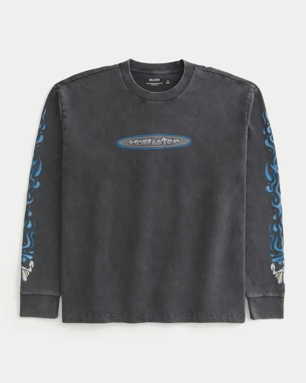 Boxy Heavyweight Long-Sleeve Logo Graphic Tee