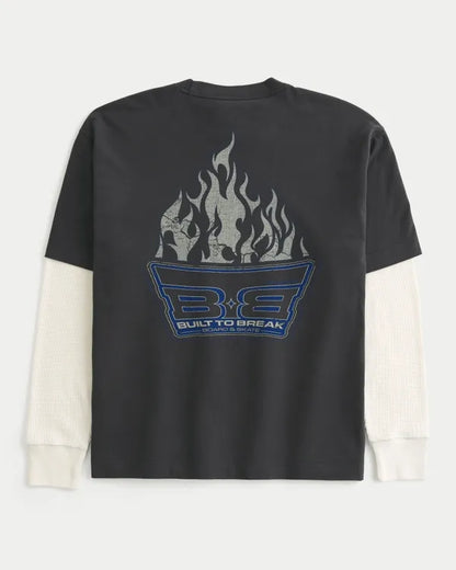 Boxy Layered 2-in-1 Built to Break Graphic Tee