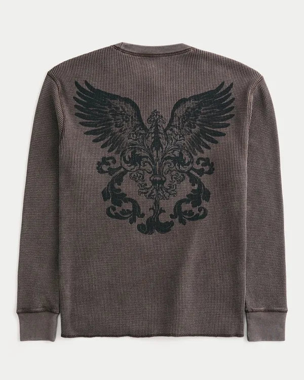 Long-Sleeve Thermal Angel Wings Graphic Tee