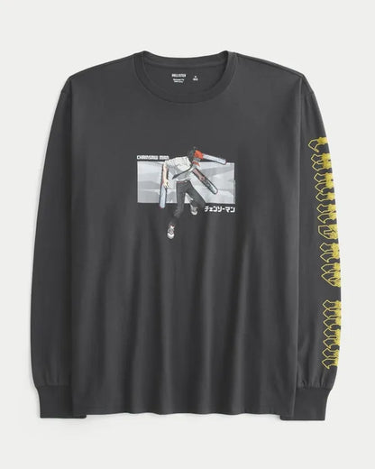 Relaxed Long-Sleeve Chainsaw Man Graphic Tee
