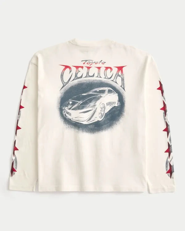 Boxy Long-Sleeve Toyota Celica Graphic Tee