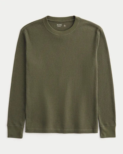 Relaxed Long-Sleeve Thermal Crew T-Shirt