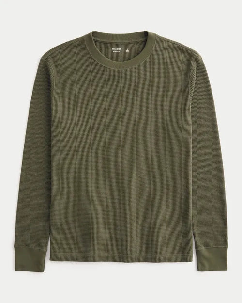 Relaxed Long-Sleeve Thermal Crew T-Shirt