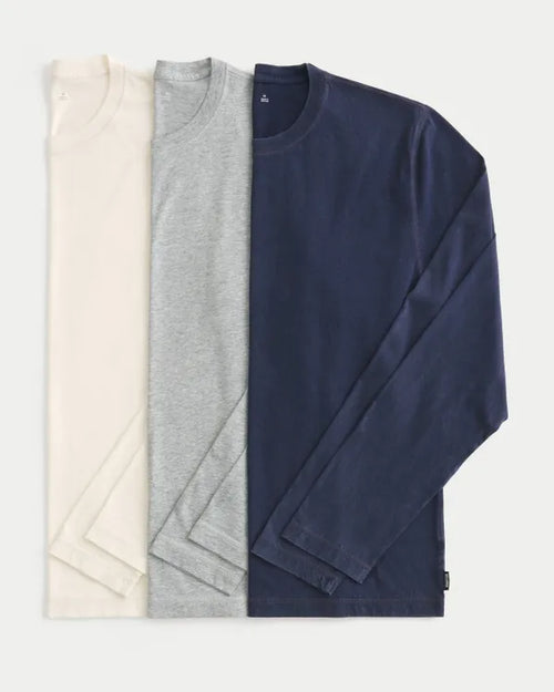 Long-Sleeve Layering Crew T-Shirt 3-Pack