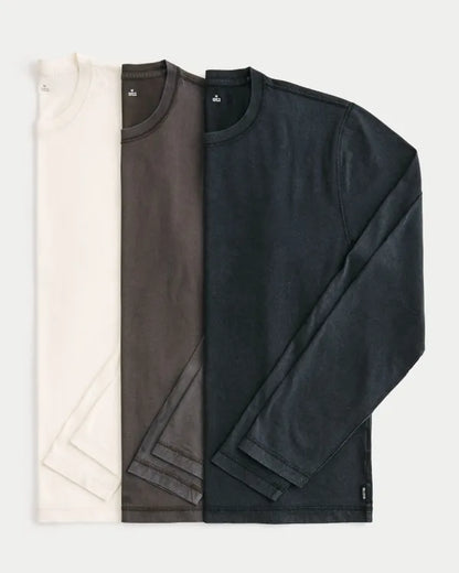 Long-Sleeve Layering Crew T-Shirt 3-Pack