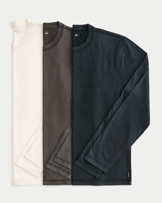 Long-Sleeve Layering Crew T-Shirt 3-Pack