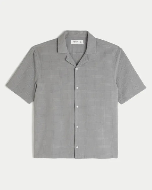 Boxy Textural Short-Sleeve Shirt