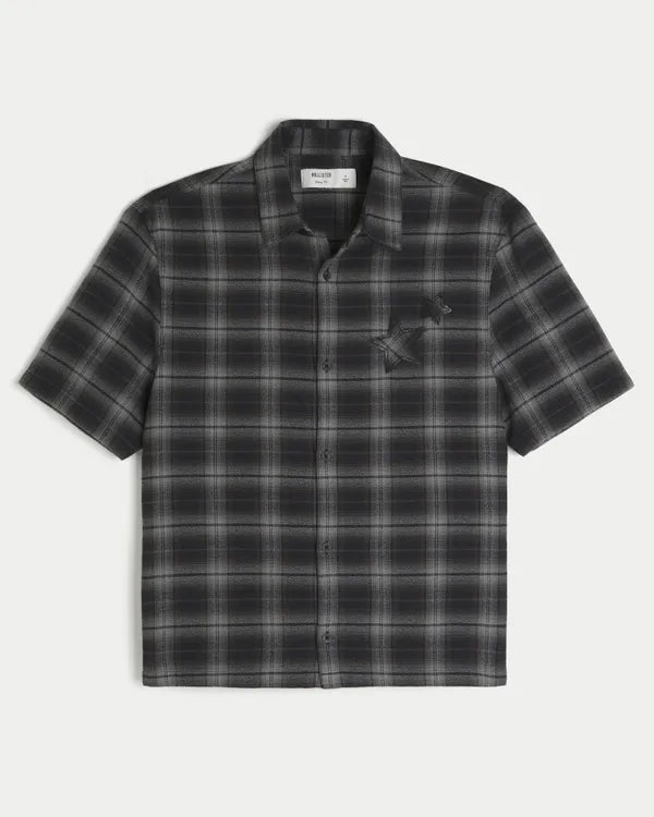 Boxy Star Applique Check Pattern Shirt