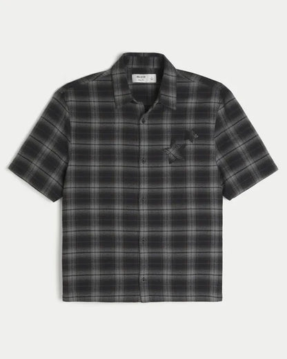 Boxy Star Applique Check Pattern Shirt