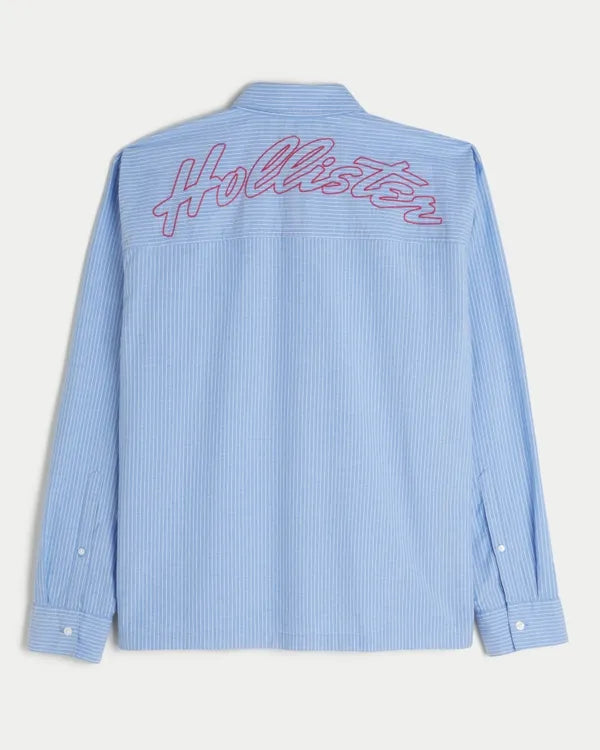 Boxy Poplin Logo Graphic Shirt