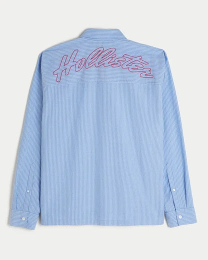 Boxy Poplin Logo Graphic Shirt
