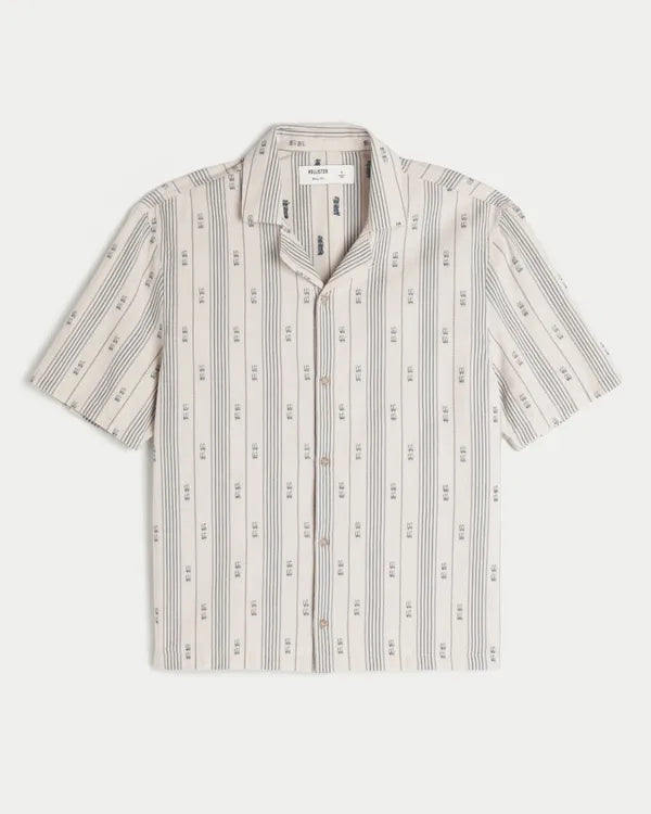 Boxy Cotton Textural Stripe Shirt