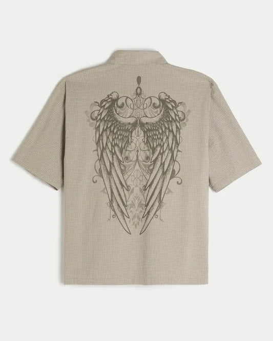Boxy Short-Sleeve Wing Graphic Shirt